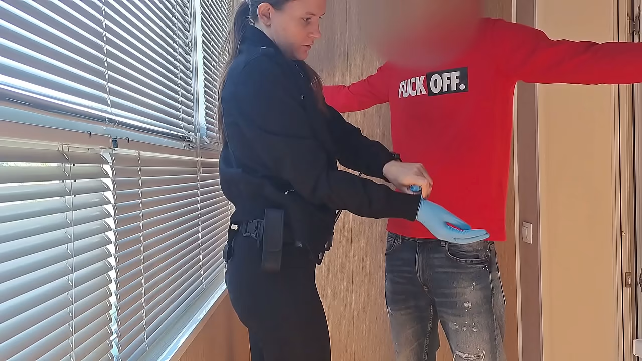 This bitch from the airport security was fucking around a lot, so I fucked her in mouth and pussy, rough and hardcore