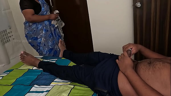 Lucky hostel boy got handjob from maid