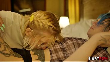 3-Way Porn - 2 Cute Emo Babes are Fucked Hard by Big Cock in 3some
