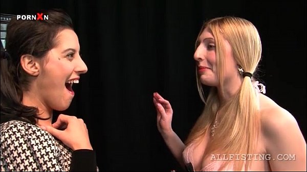 Blondie lesbian licking her GF's hot boobies