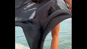 Beauty chill in black long dress - public art