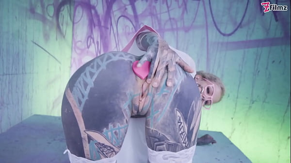 Tattood Girl with Glasses and buttplug Fucks a Tattooed Dick, DP, Facial