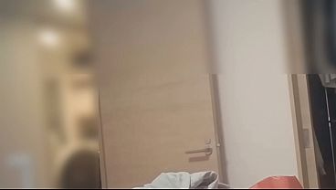 Secretly filming a beautiful office lady\/married woman changing into her business suit. Home-made amateur personal filming.