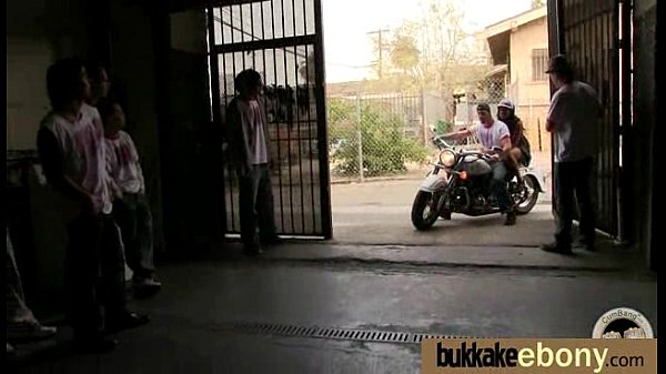 Ebony Cum Slut Hottie Bukkake Party 6