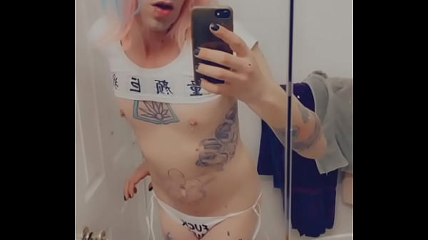 Cute Cosplay Femboy Horny in a Bikini