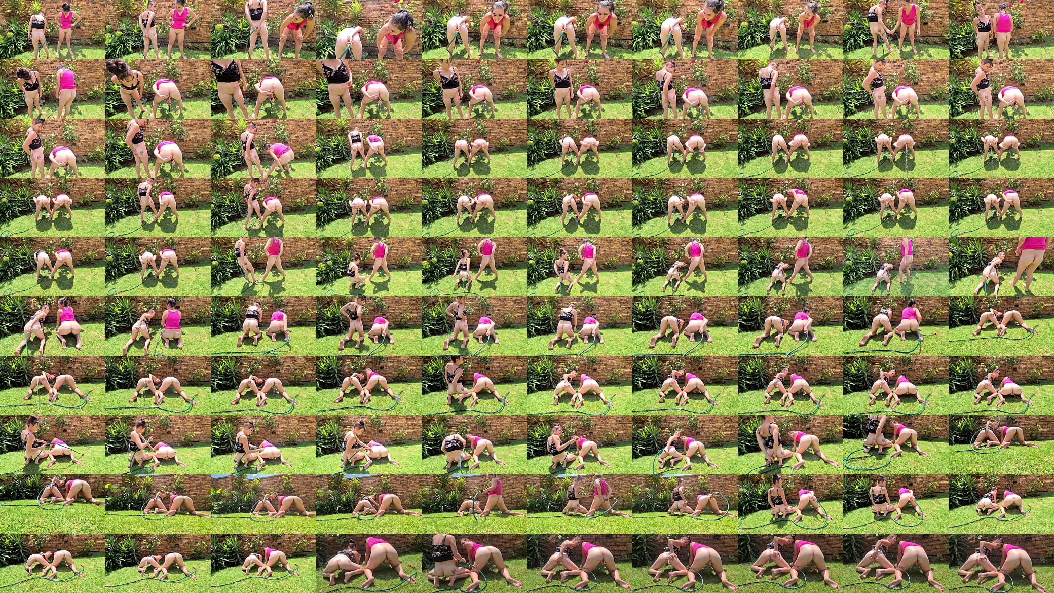 2 sluts cleaning both their assholes with a garden hose while being outdoors | ass squirt 预览图