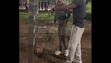 "Look at the guy fucking me in your car, you cuckold" - Personal trainer with a big dick fucks the naughtiest married woman in Brazil in front of her cuckold husband after a naughty workout in the park.
