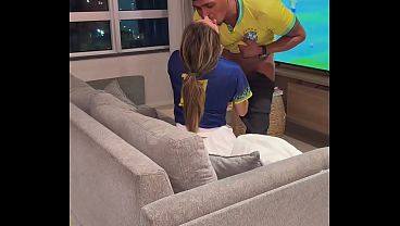 The cuckold invited me to watch the game and I fucked his slutty wife - Personal Big Dick, fucks the slutty married woman again during the Brazil game and the cuckold husband records everything.