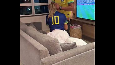 The cuckold invited me to watch the game and I fucked his slutty wife - Personal Big Dick, fucks the slutty married woman again during the Brazil game and the cuckold husband records everything.