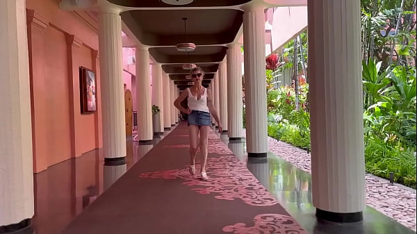 Taking a stroll at the Royal Hawaiian Hotel in Waikiki