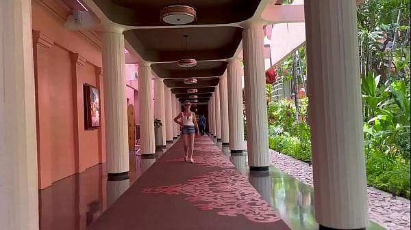Taking a stroll at the Royal Hawaiian Hotel in Waikiki