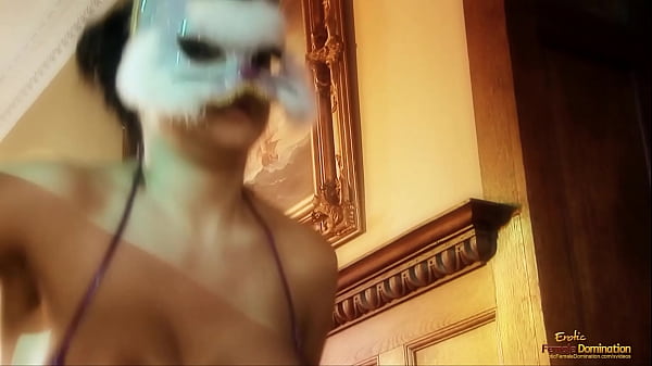 Masked babe in black stockings gets fucked by a big dick