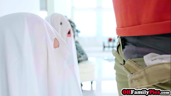 Two ghosts and one massive cock so lucky guy enjoyed Halloween with teens Lana Smalls and petite Little