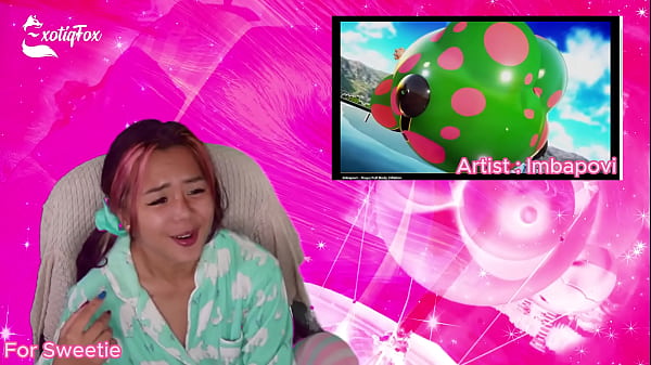 PLEASE STOP GETTING BIGGER!!! HENTAI REACTION TO INFLATED SEXY ANIME BABES - ExotiqFox Goonin & Solo Masturbation