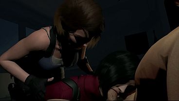 Jill Valentine Helps Ada Wong Have A Threesome