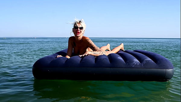 Nude beach, beautiful girl, big boobs, nude in public, nudist, outdoor, blonde, hot bitch, naked girl, naked in public, big tits, dolphins, tattoo girl