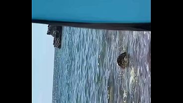 Download Video - Horny 18yo Amateur Model risky blowjob on public beach