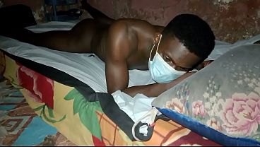 African Black Guy fucks his bed, and watches his cum