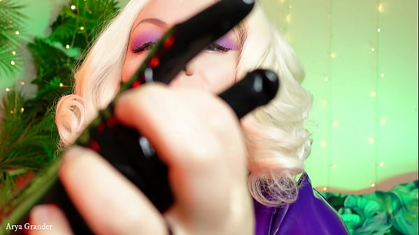 ASMR wearing latex rubber gloves - beautiful hot blonde MILF teasing close up