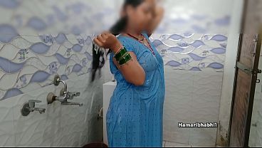 Desi Bhabhi In Blue Maxi Took A Sexy Bath Alone After Getting Fucked.