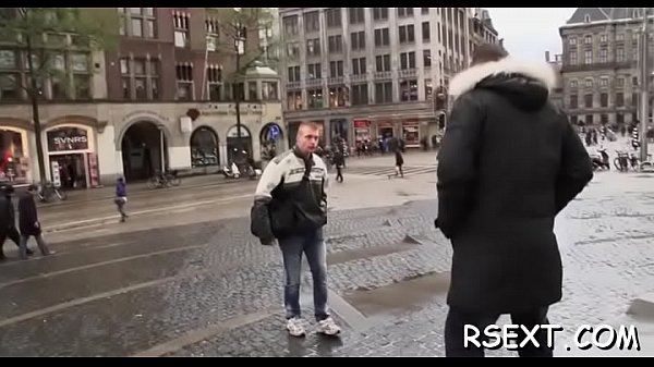 Dark chocolate hooker gives white dude a steaming oral job