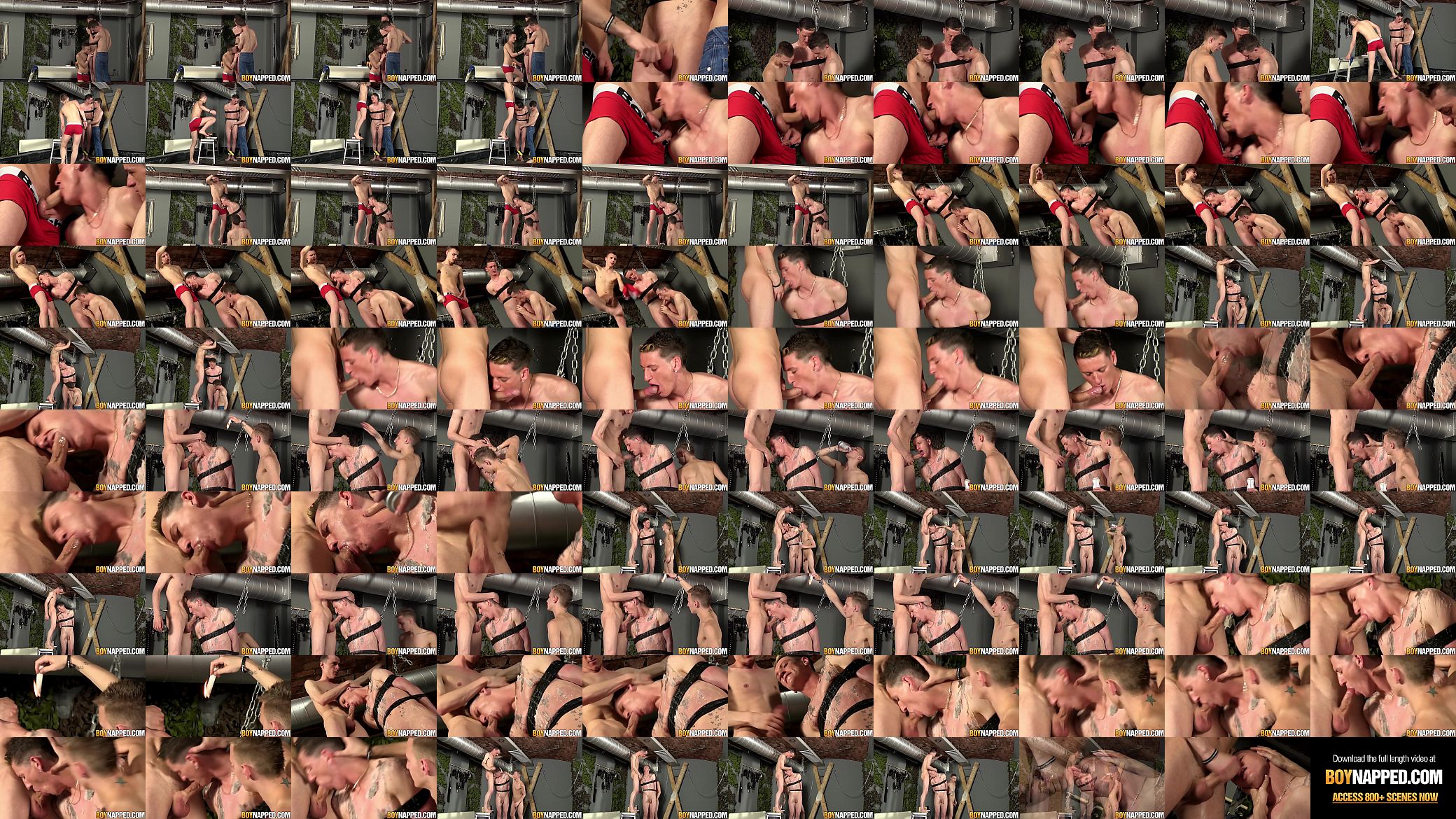 Submissive dude tied to the ceiling and fucked by two twinks 预览图