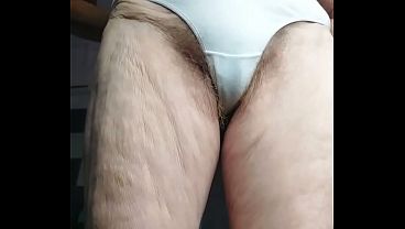 Grandma fucks hairy pussy with cucumber