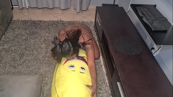 Tattooed desi slut humps a big banana, close ups