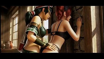 Talim x Amy Sorel lesbian kissing (Soul Calibur VI/ AI generated)