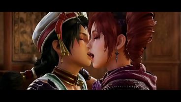 Talim x Amy Sorel lesbian kissing (Soul Calibur VI/ AI generated)