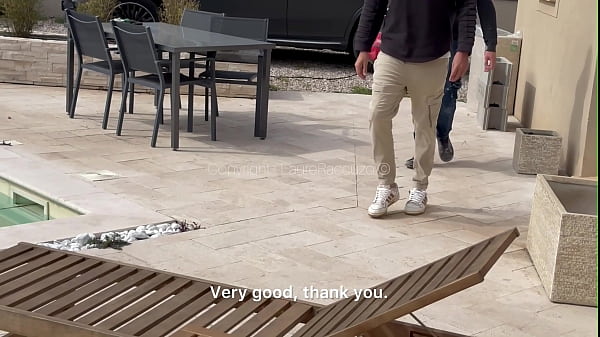 French MILF fucked by 2 workers - double facial!