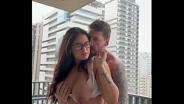 fucking the teacher after class on the building's balcony.
