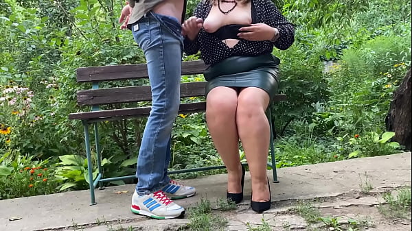 Perverted mother-in-law made me cum on her clothes in the park