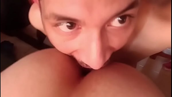 She opens her buttocks with her hands and I put my tongue in her