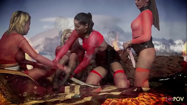 In their stockings and latex boots the blonde and brunette milfs have a lesbian foursome