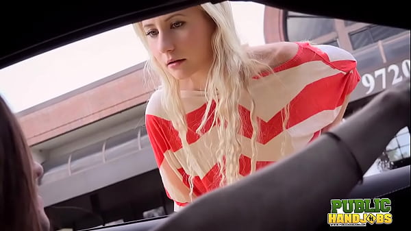 PUBLIC HANDJOBS Blonde fame seeker Odette Delacroix gives handjob audition at the park