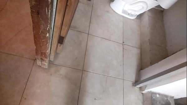 My brunette stepsister is taking a bath and I watch her while she touches her buttocks and tits