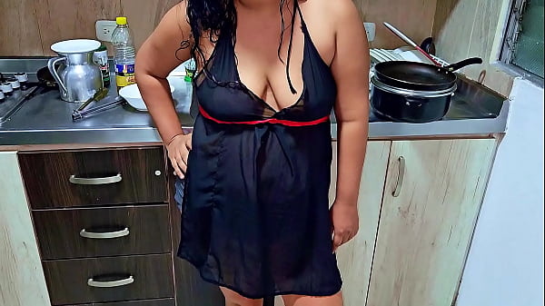 Squirting orgasm in the kitchen in front of my stepson, I'm a horny stepmom. Do you want to be my new stepson?