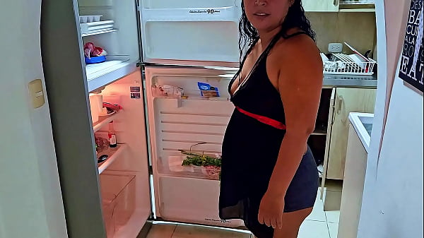 Squirting orgasm in the kitchen in front of my stepson, I'm a horny stepmom. Do you want to be my new stepson?
