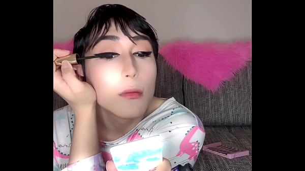 Cute asian femboy sissification and makeup