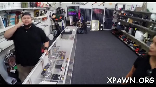 Amazing young woman is having sex in shop with ...