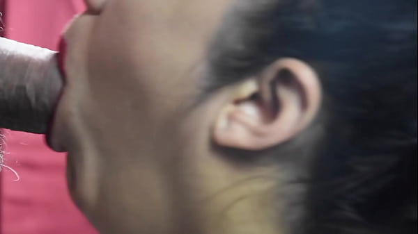 Cumshot on the tongue in close-up