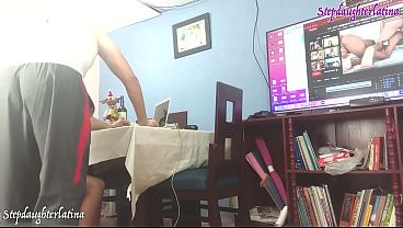 My stepfather caught me watching porn... He decided to fuck my pussy