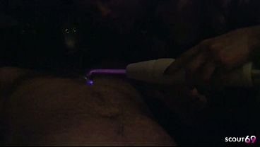 Mature teach Redhead skinny Teen at Femdom BDSM Session with Slave give him Handjob and let eat own cum