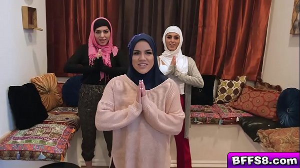 Hot Muslim besties feasting and sucking a big cock