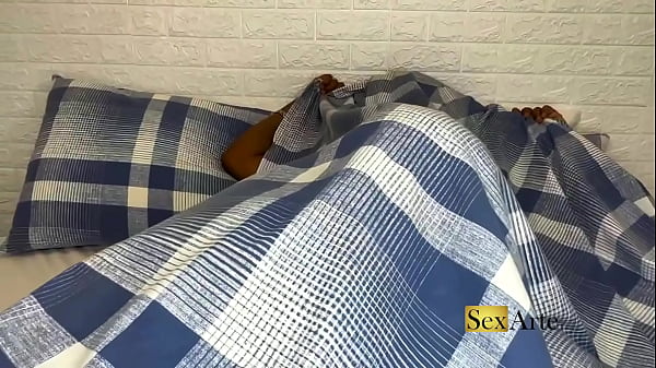 Naughty girl got under the blanket to suck her present