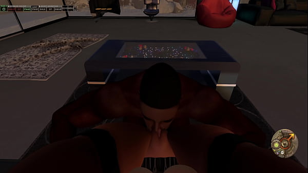 Second Life Black man fucks asian woman on a couch