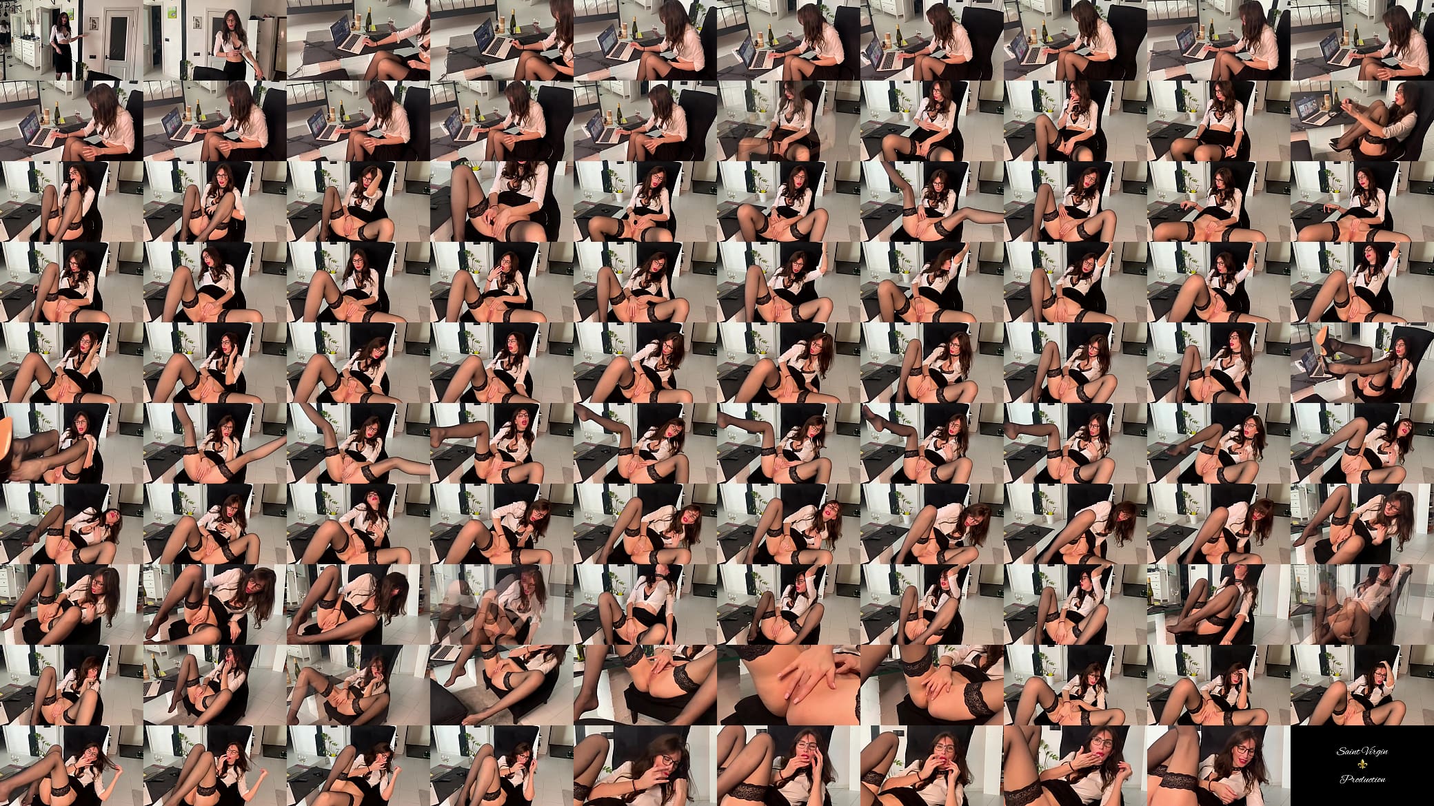 Sexy MILF Secretary with Glasses Cums Watching Porn 预览图