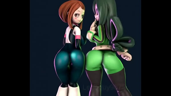 Uraraka and Tsuyu shaking their ass by Legoguy9785