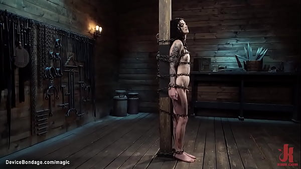 Bound brunette fucked in dungeon